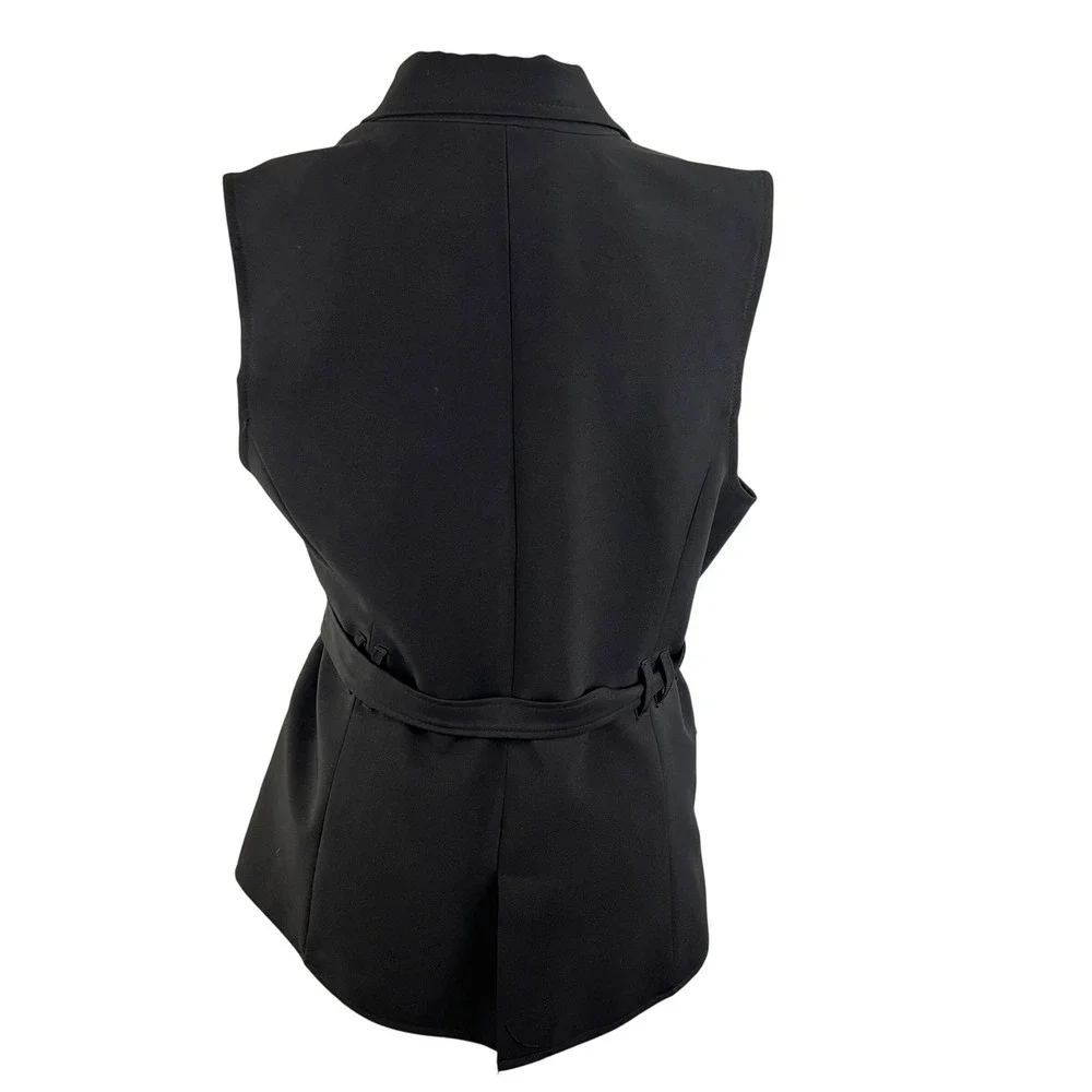Express Womens Dark Navy Belted Blazer Vest Medium Professional Chic Business